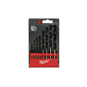 Estuche de plástico con 8 brocas de 3 puntas para madera
