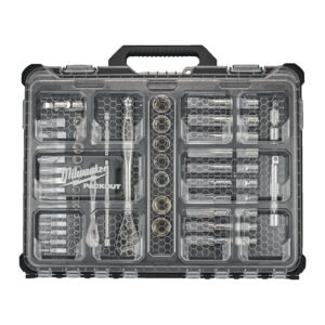 Juego de 63 piezas con vasos y carraca de 1/4" y 1/2" en organizador Slim compacto PACKOUT™