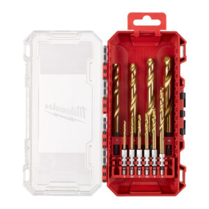 Estuche de plástico con 10 brocas SHOCKWAVE™ HSS-G Tin Red Hex