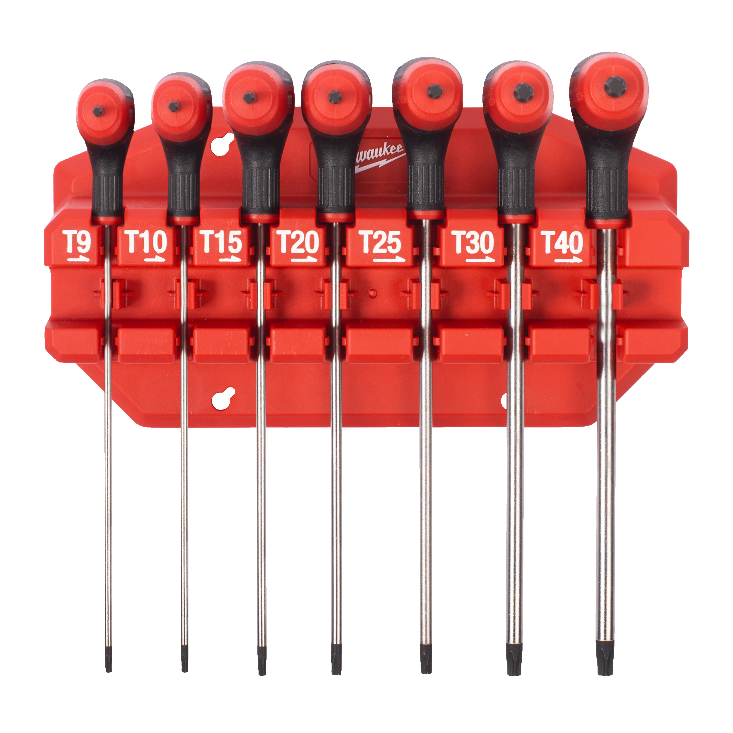 Juego de 7 llaves en T macho con mango Torx, en base de transporte 1 Juego de 7 llaves en T macho con mango Torx, en base de transporte