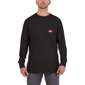 Camiseta de trabajo de manga larga negra, XXL